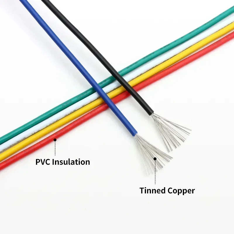 UL1007 Electric Wire In Roll 30/28/26/24/22/20/18/16AWG PVC Insulated Tinned Copper Cable Lighting 300V DIY LED Lamp Line Kit