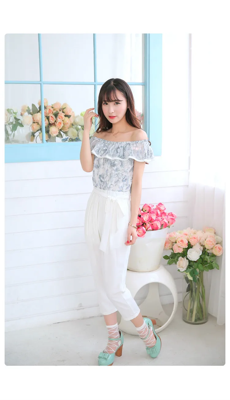 SALES Japan Liz Lisa Jumpsuit Chiffon Floral Printed Pants Cropped Trousers