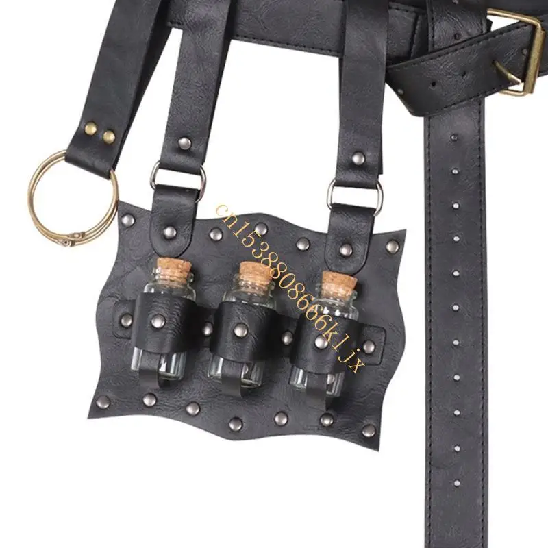

Medieval Leather Belt Potion Bottle Medieval Leather Waist Bag Belt Pouches 066C