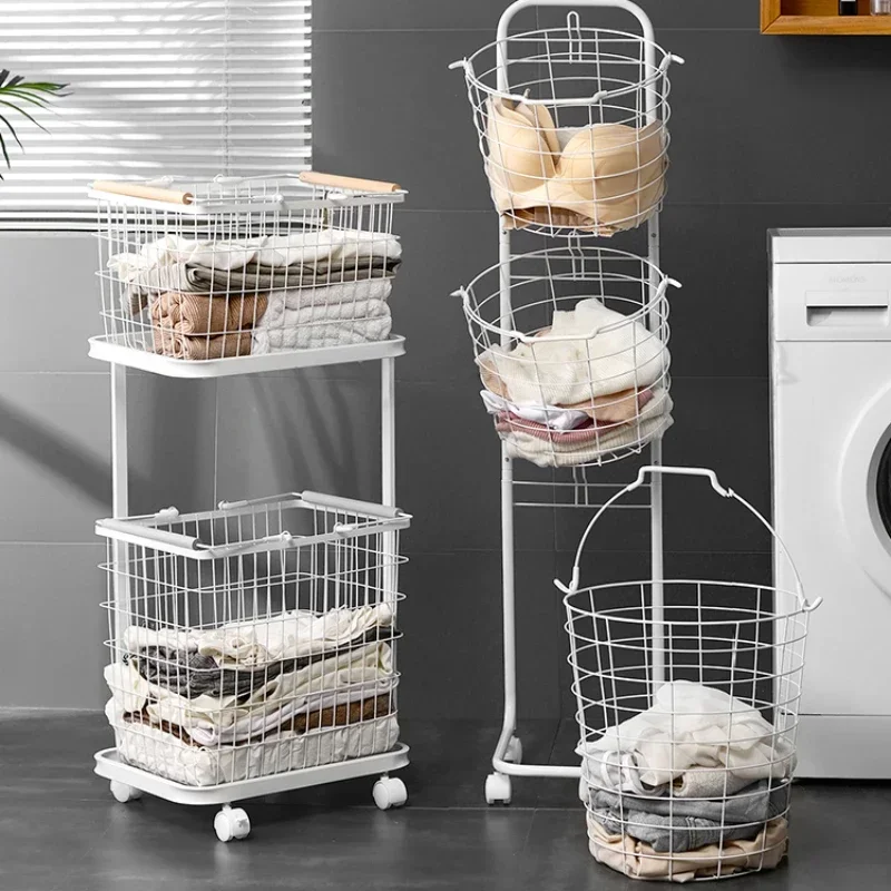 

MultiFunctional Laundry Basket Breathable Hollow-Out Design Convenient Mobile Dirty Clothes Storage Easy-to-Move Hamper Hot Sale