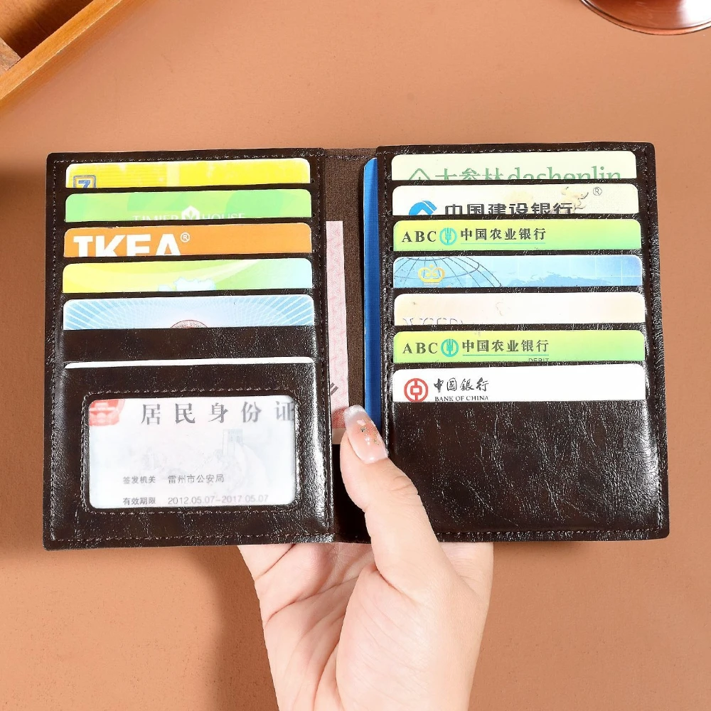 PU Leather Card Passport Holder Travel Document Credit Card Holder Organizer Multi-slot Wallet Cover Case for Men Women
