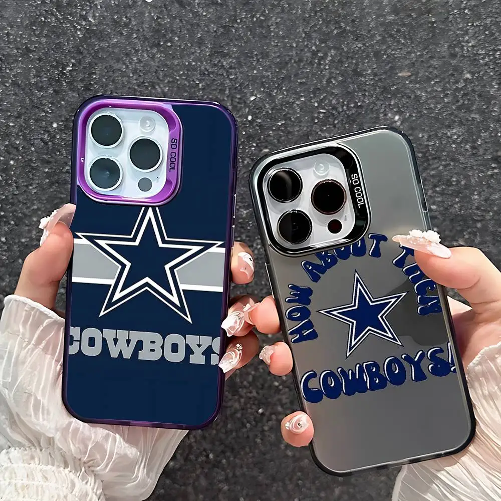 Capa Protetora Fina Colorida Prata Premium Cool D-Dallas Cowboys-S: Capa Protetora Fina Colorida Prata Premium para iPhone 17, 16, 15, 14, 13 Pro Max, Plus