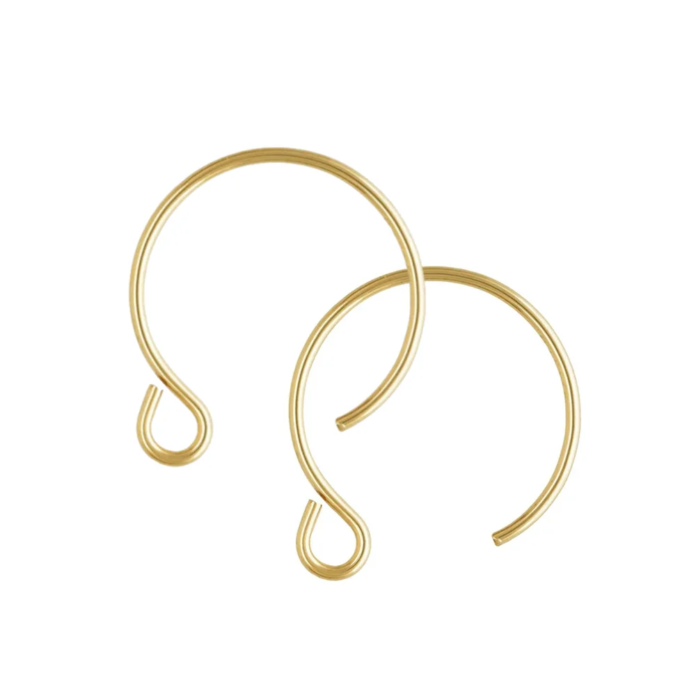 2 Pairs Circle Earring Wires in 14K Gold Filled with Open Ring for Jewelry Making