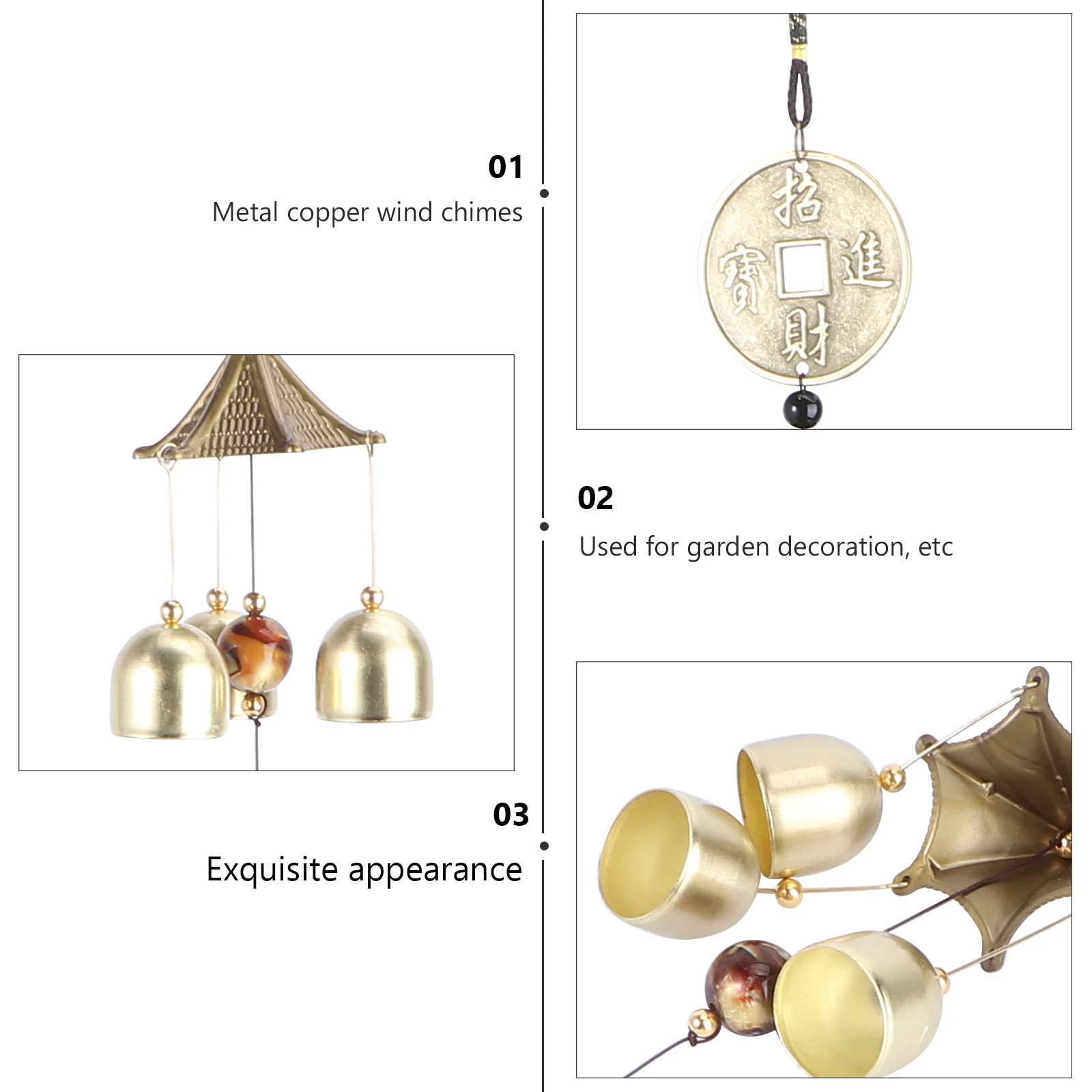 

Copper Wind Chimes Decoration Outdoor Metal Bell Home Patio Ornament Gift For Anniversary Birthday Christmas Melody