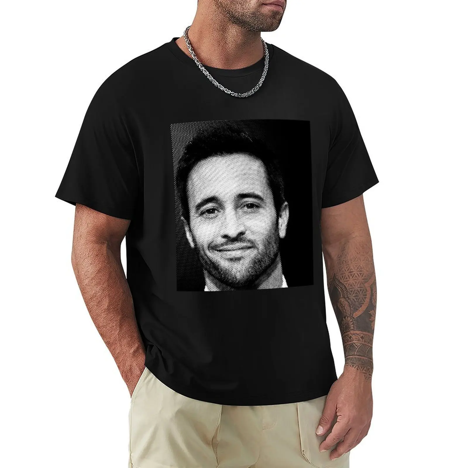 

For Men Women Alex O'Loughlin Black And White Painting Retro Vintage T-Shirt tees Man t-shirt T-shirt men