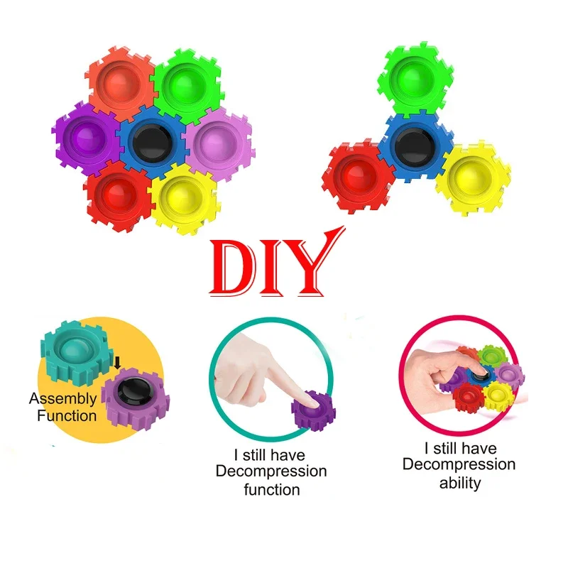 스트레스 해소 장난감 퍼즐 빌딩 블록, DIY 스피닝 탑, 변형 가능한 피젯 스피너, 어린이 자이로 감압 장난감 선물