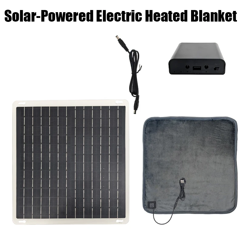 12W 5V Solar Heating Pad For Pets Foot Warmer Carpet With Energy Storage Box Solar Electric Heated Blanket Winter Seat Cushion