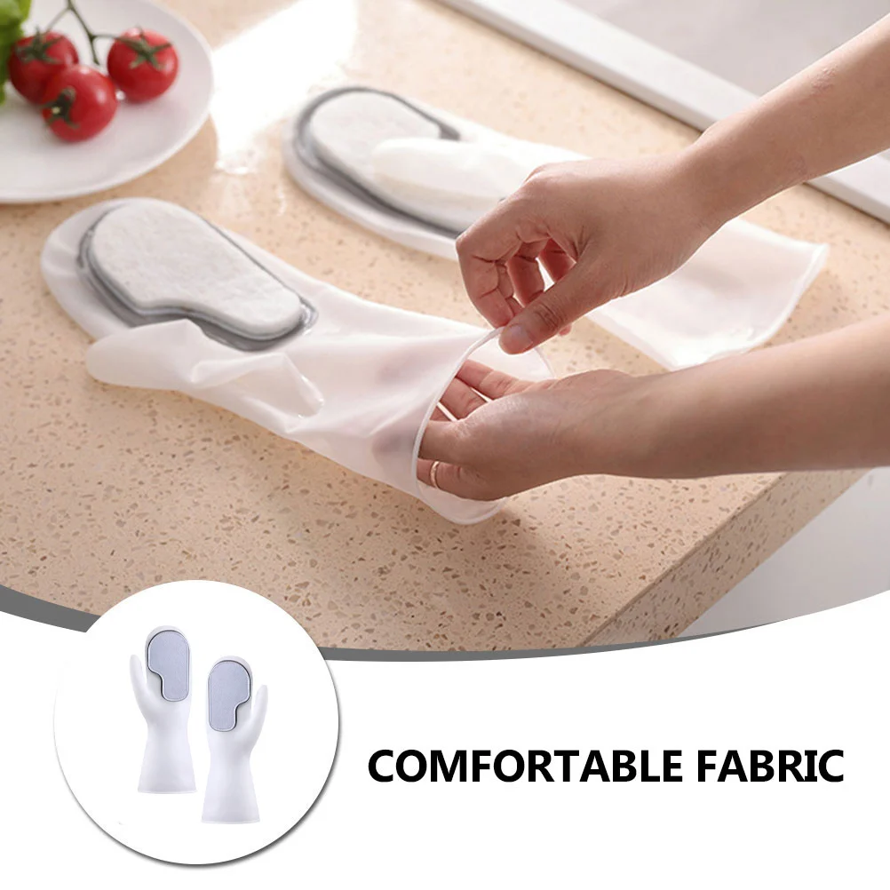 

2pcs Cleaning Gloves Durable Pvc Waterproof Non-Slip Dishwashing Gloves For Kitchen Bowl Washing Scrubbing Household Tools