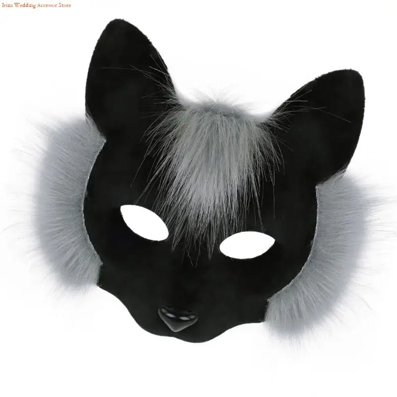 G92D Practical Half Face Foxes Cosplay Accessory Comfortable Wear Face Prop For Halloween Cosmetics Carnivals