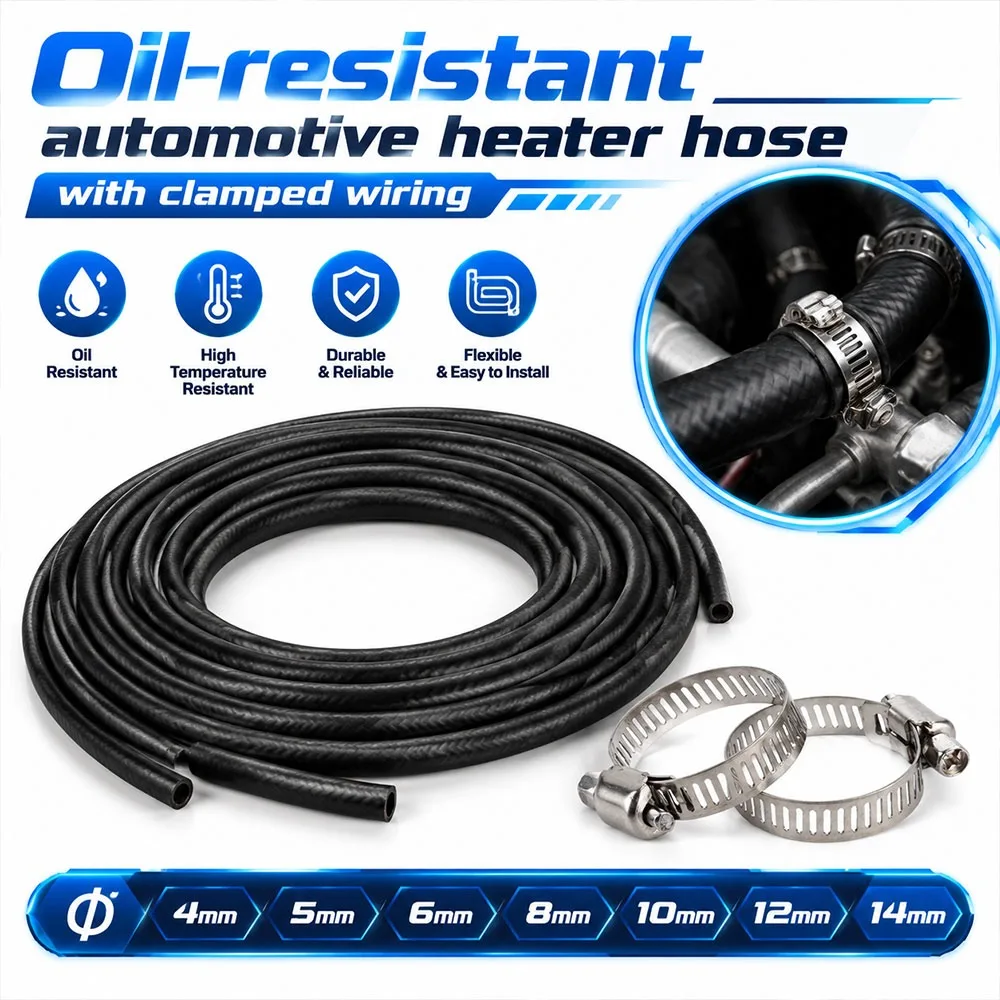 New Multifunctional Car Fuel Hoses ID 4 5 6 8 10 12 14mm with Pipe Clamp NBR Oil Resistant Hose Vacuum Hose