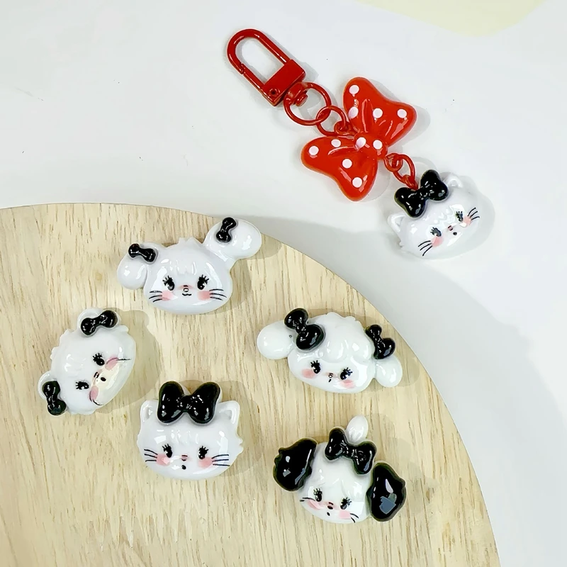 10 Pcs New Kawaii Bright Surface Black And White Cats And Dogs Resin Scrapbook Diy  Jewelry Hairpin Craft Decoration Accessories