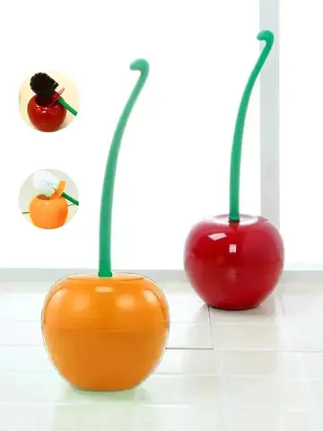 1pc Red Toilet Brush Creative Lovely Cherry Shape Lavatory Toilet Brush Holder Set Toilet Holder Bathroom Accessories