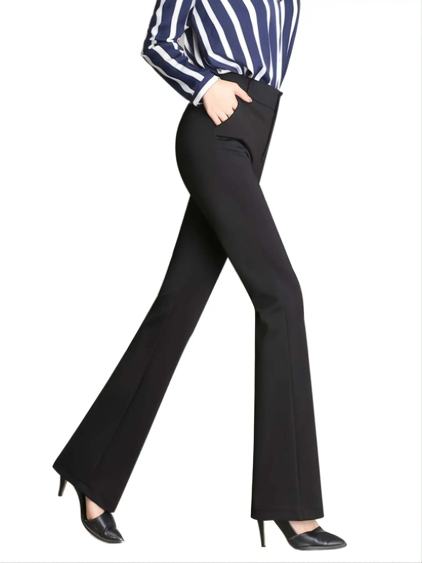 Damen Business Casual Hosen, Bequeme Bürokleidung mit Taschen, Elegante Regular Fit Arbeitshosen – Detail 7