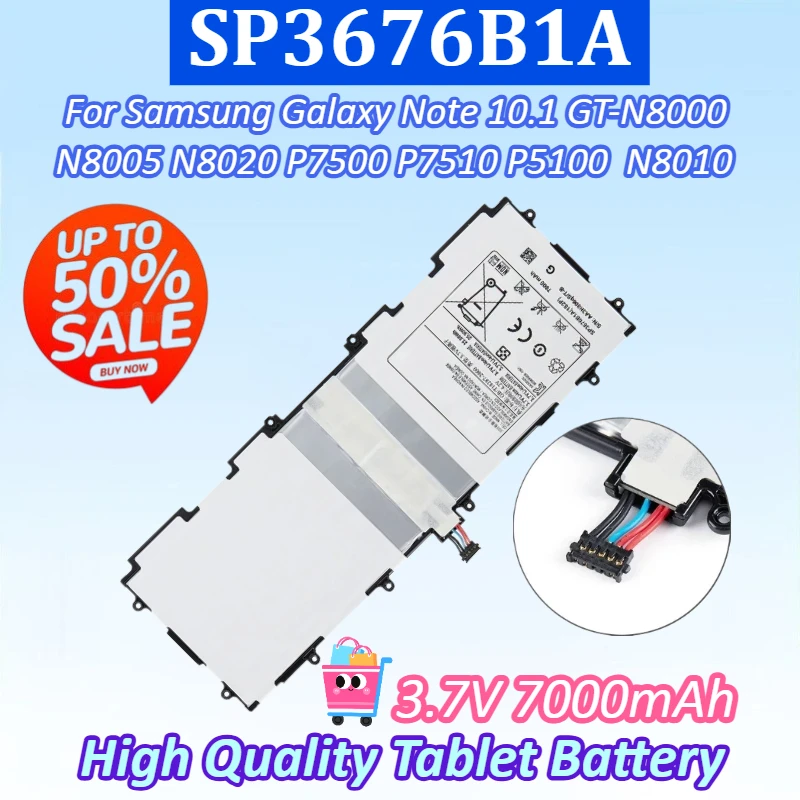 

New SP3676B1A 3.7V 7000mAh Tablet Battery for Samsung Galaxy Note 10.1 GT-N8000 N8005 N8020 P7500 P7510 P5100 P5113 N8010 N8013