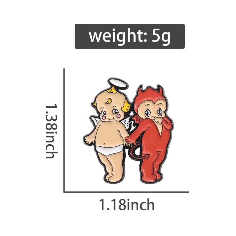 Cute Angels & Devil New Baby Enamel Pins Cartoon Anime Figure Metal Brooches for Backpack Collar Lapel Badge Funny Jewelry Gifts