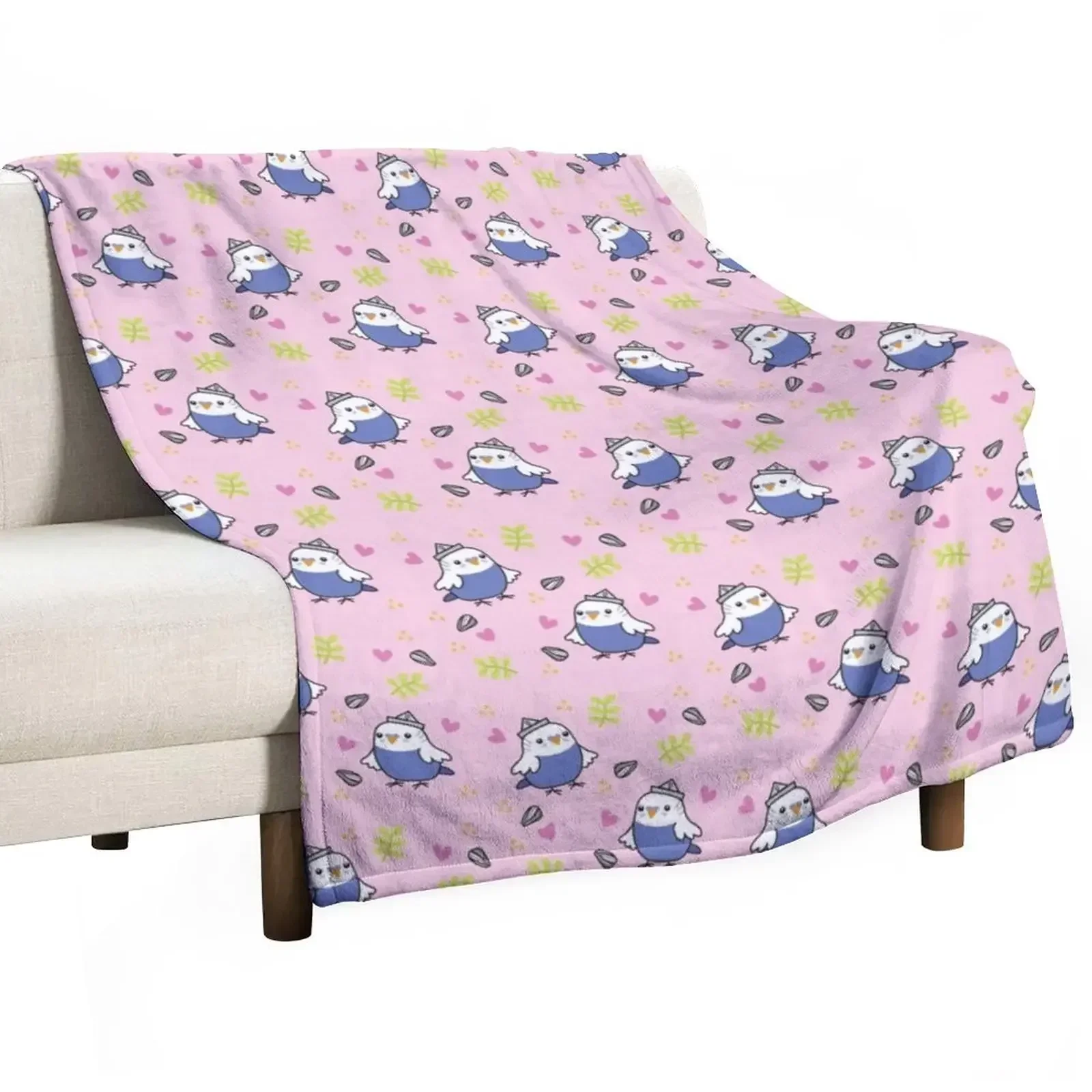 Cute Blue Budgie - Pink Throw Blanket Sofa Throw Giant Sofa Thermals For Travel Blankets