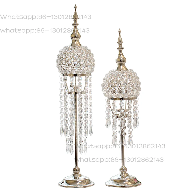 1 Pcs/ lot Gold Candle Metal Candlestick crystal Table Centerpiece Event Flower Rack Road Lead Wedding Decoration