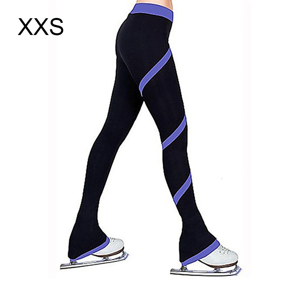 Fleece Ice Skating Pants Practice Lightweight Skating Trousers Slimming Team Training leggings Girls Lake Blue XXS