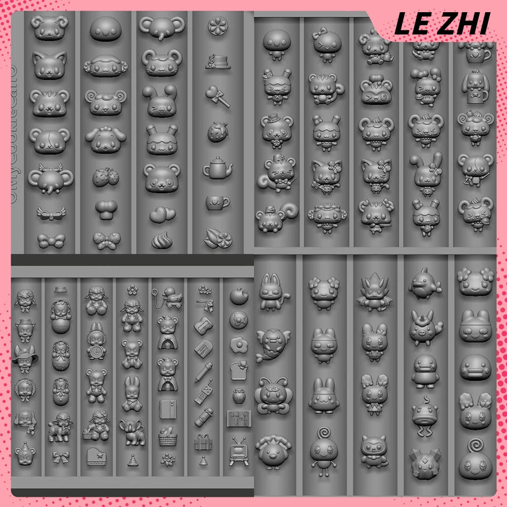 

Cartoon Anime Y2K Tamagotchi Long Legs Hello Kitty Silicone Nail Art Mold Bowknot Flower Snake Mushroom Nail Art Templates Mold