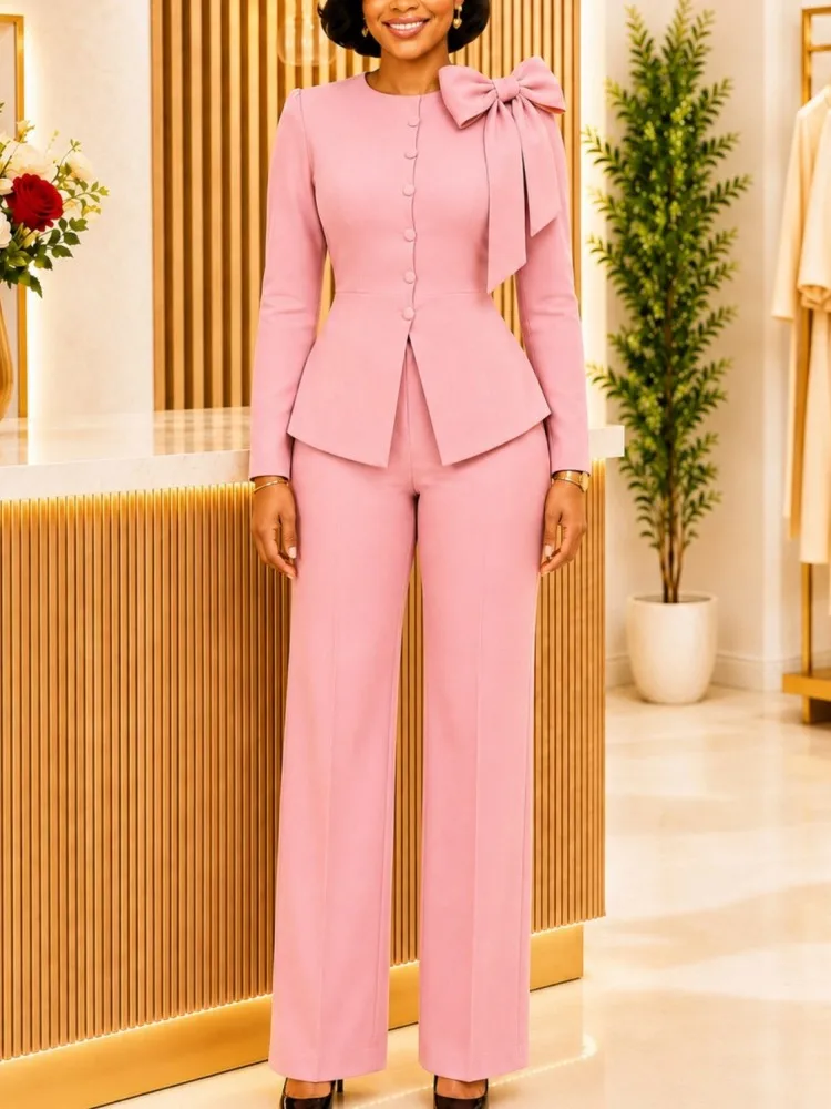 2 Piece Women Sets New Arrival Plus Size Spring Autumn Matching Sets Solid Color Top And Pants Suits Outfits Oversized Clothing