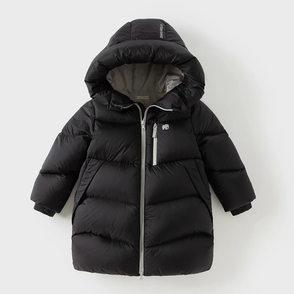 Dave Bella Children Long Down Jacket Autumn Winter Girls Boys Plush Hooded Coats White Duck Down Outdoor Kids Clothing DB4251068