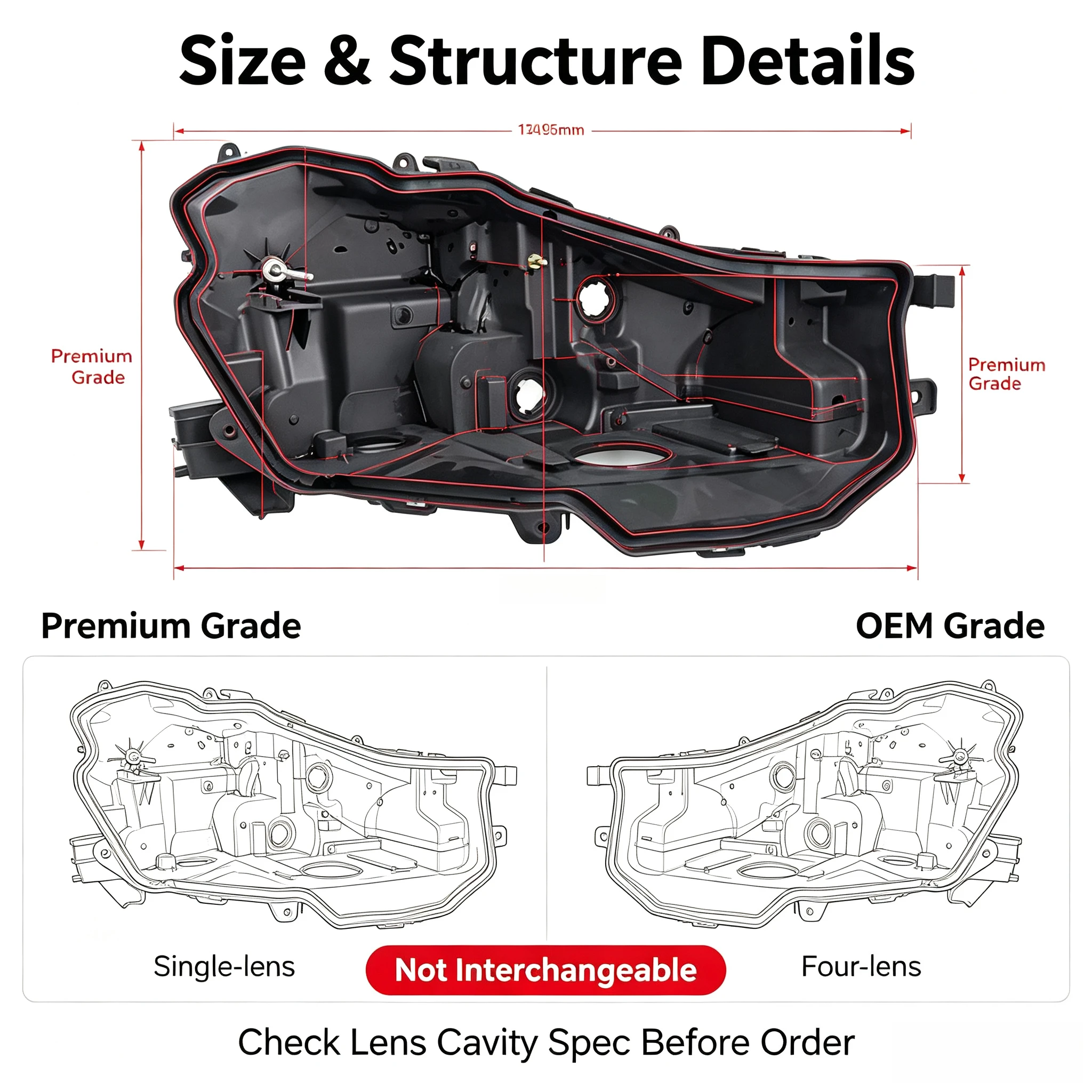 Moggic Headlight Rear Shell Cover Housing Base Compatible with Lexus IS300 IS250 2016-2019 LED Headlamp Left Right Side