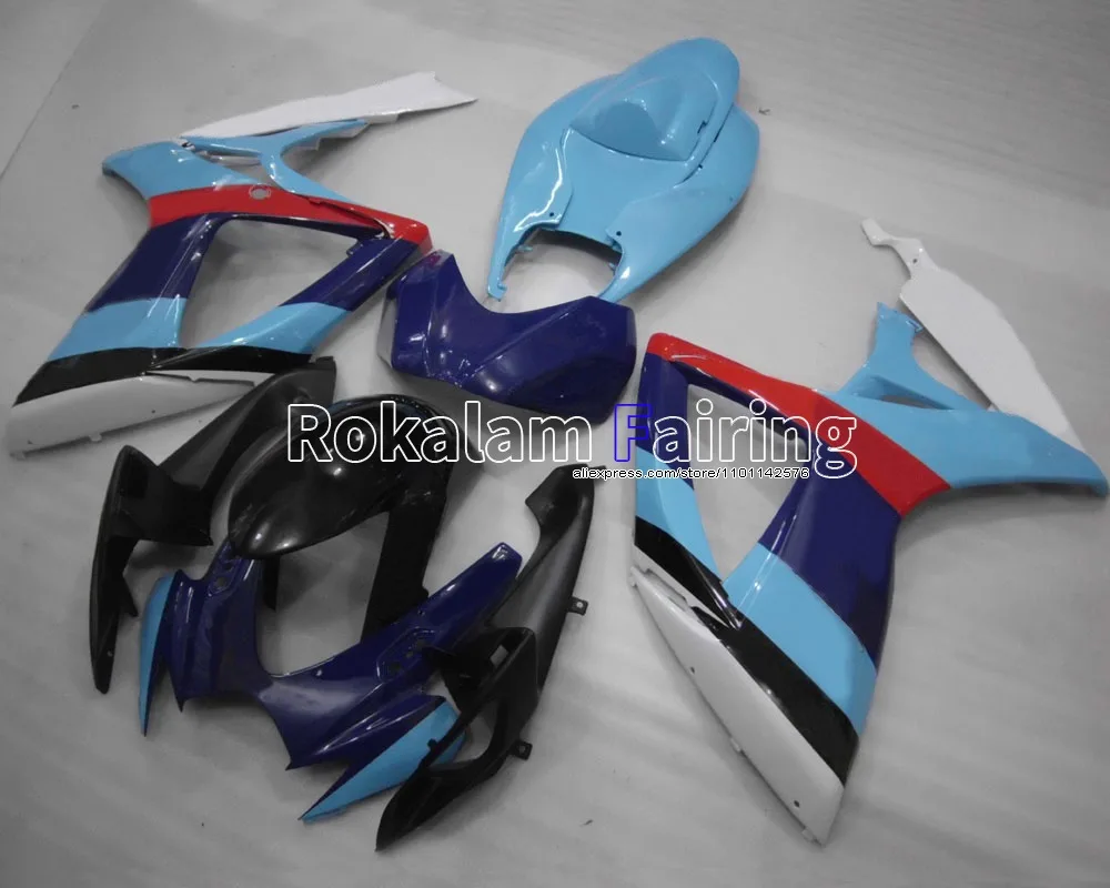 Para Suzuki GSX-R600 GSX-R750 K6 06 07 GSXR600 GSXR750 2006 2007 carenado de motocicleta de bicicleta deportiva azul claro (moldeo por inyección)