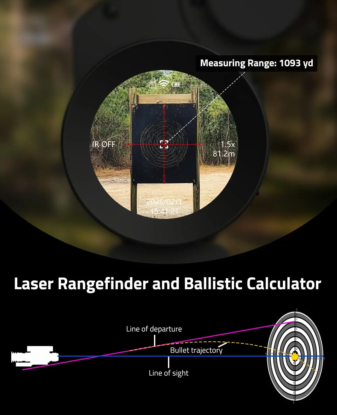 CVLIFE الذكية للرؤية الليلية بندقية نطاق الليزر Rangefinder الباليستية آلة حاسبة سجل واي فاي نطاق عالية الوضوح #3