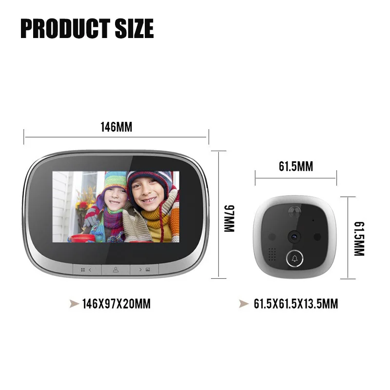 4.3 Inch Digital Doorbell LCD Color Screen 120 Degree Electronic Peephole Door Camera Viewer PIR Night Vision Outdoor Door Bell