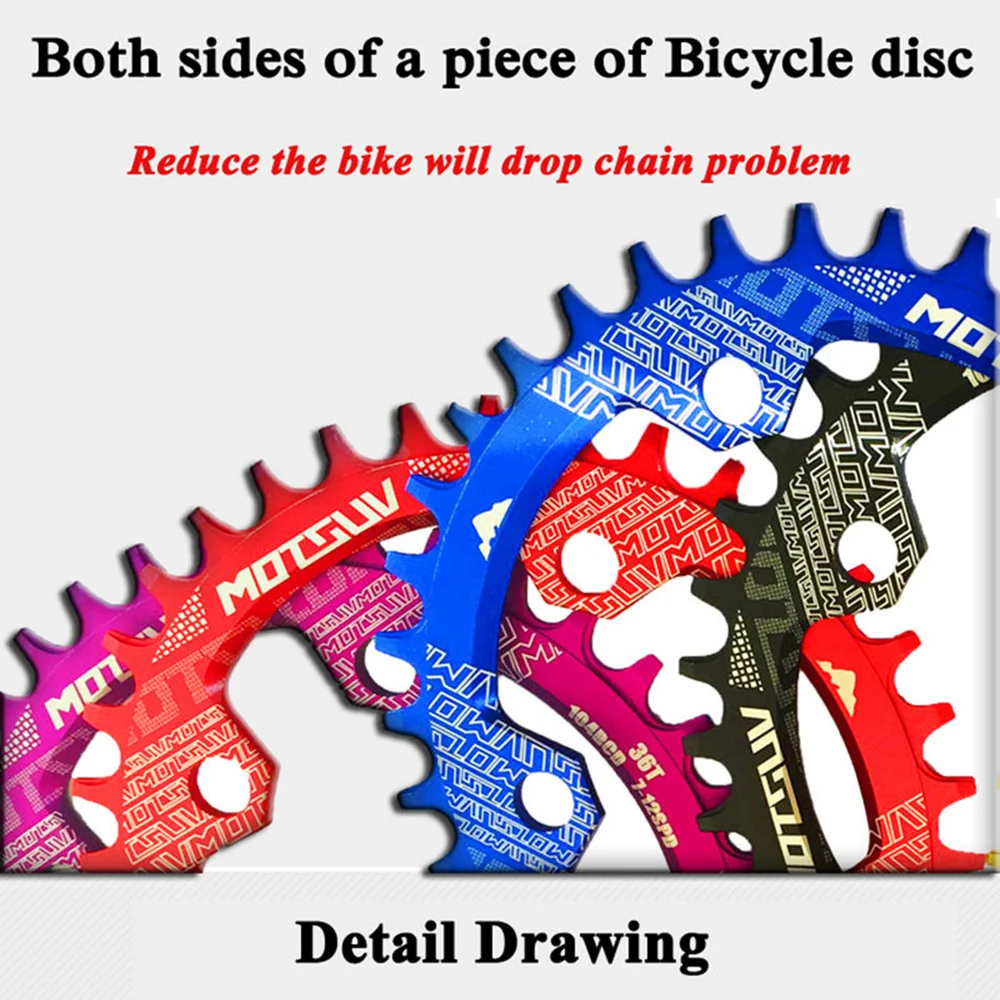 MOTSUV Oval Round Bicycle Crank & Chainwheel 104BCD Wide Narrow Chainring 32T/34T/36T/38T Crankset MTB Bike Bicycle Parts