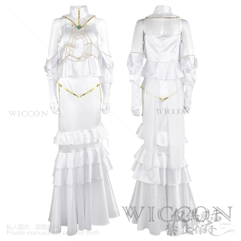 Anime Overlord Cosplay Albedo Costume Halloween Christmas Women Girls White Dress Sexy Lolita Horn Long Wigs Roleplay For Party