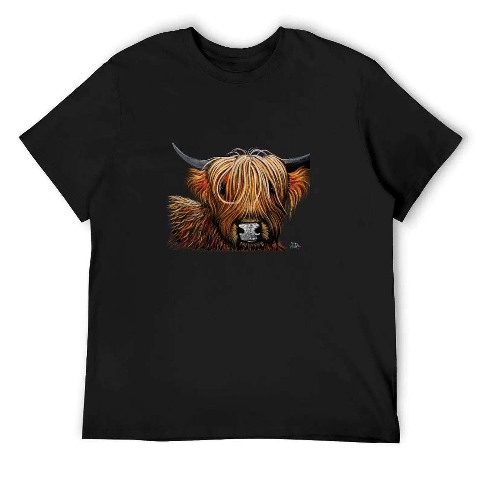 Scottish Highland Cow PRiNT 'HAMISH' by Shirley MacArthur T-Shirt hippie clothes plain plus size men clothing