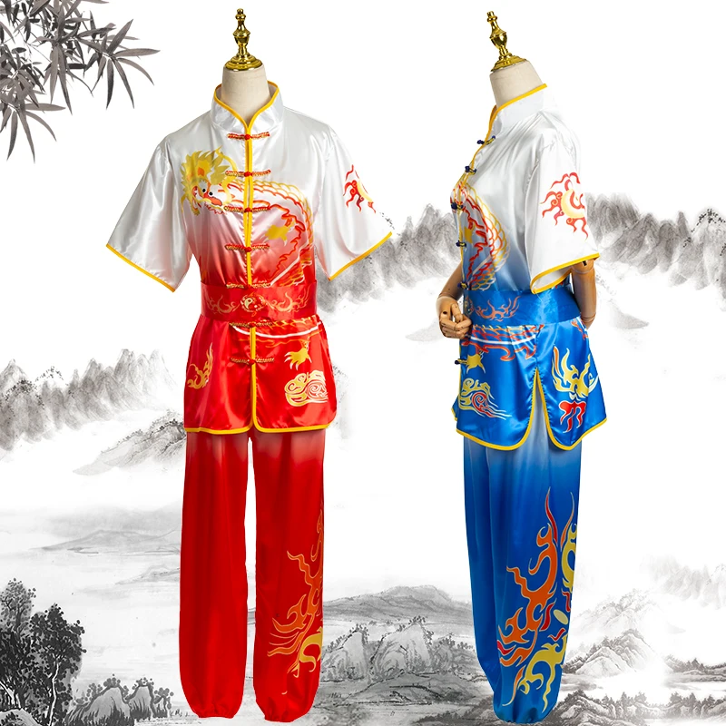 Tai Chi Suit Chinese Style Kung Fu Wushu Martial Arts Uniform Performance Jacket Pants Yaga Exercise Clothing Short Sleeve