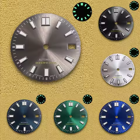 High Quality NH35 dial 28.5mm S Logo Dial for NH35/NH36 Movement Green Luminous GANSO dive Watch Modification Accessories