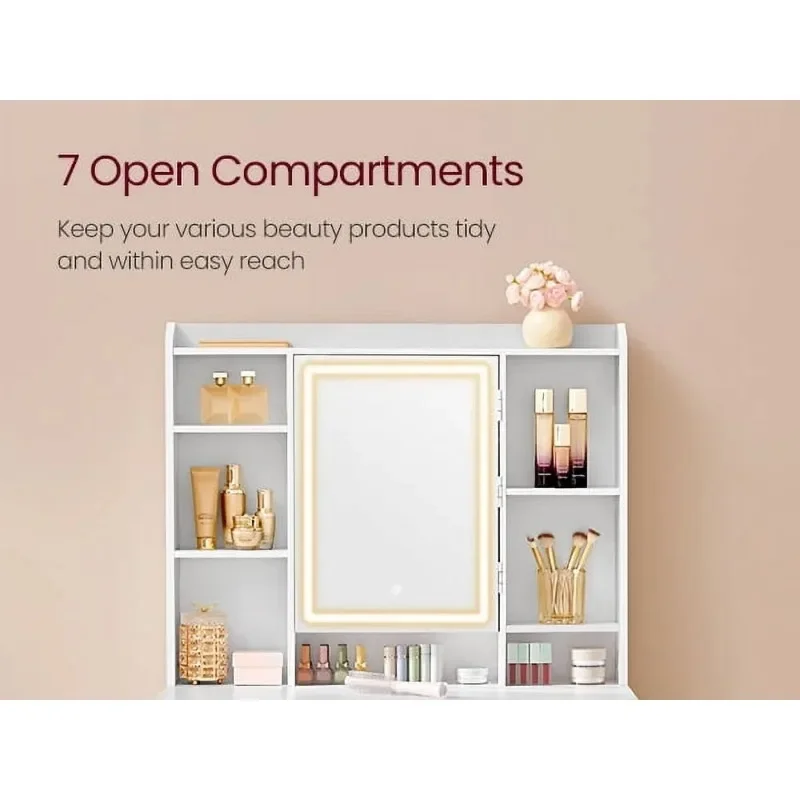 Kate Makeup Vanity Table Set Meja Rias Modern Putih untuk Kamar Tidur