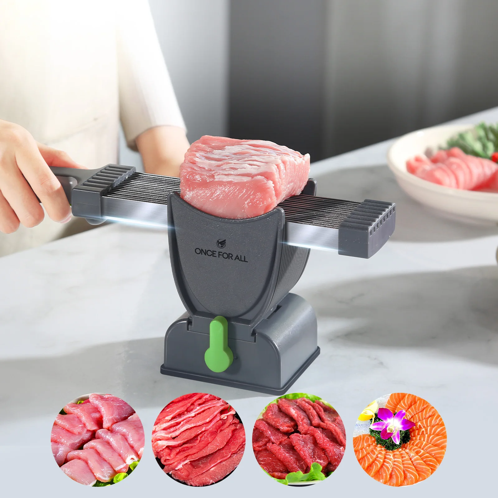 ONCE for All Meat Slicer and Cleaver Kitchen Knife Set for Meat Slicing and Shredding, Manual Fresh Meat Cutter, Slicer for Beef