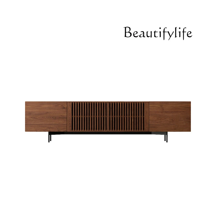 

Nordic Solid Wood Light Luxury TV Cabinet Wood Color Simple Modern Iron Feet Living Room Low Locker