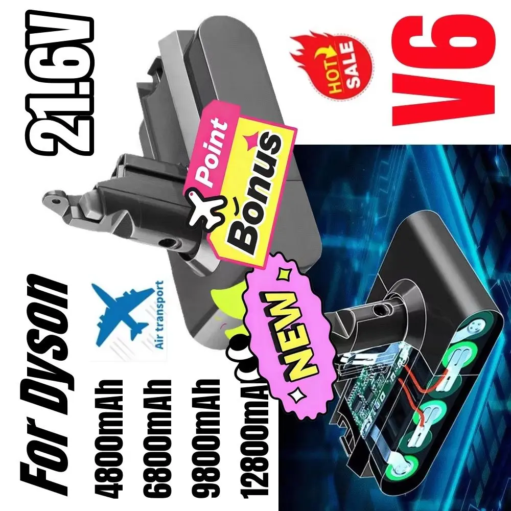 🚧Vacuum Cleaner Replacement Rechargeable Battery Lithium 21.6V 3000mAh For Dyson V6 DC58 DC59 DC61 DC62 Animal SV03 SV07 SV09🧸