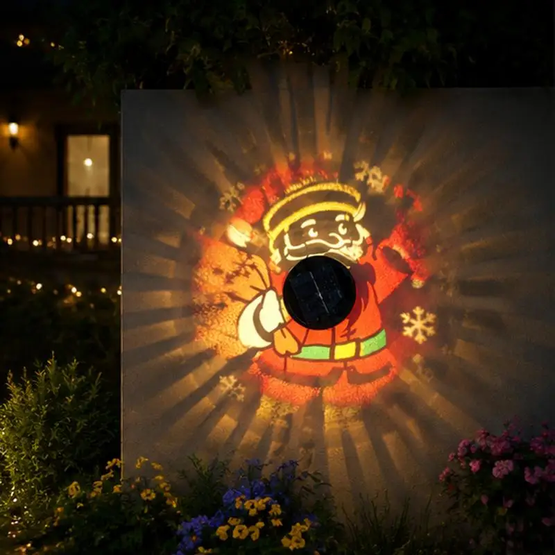 Solar Iron Art Outdoor Wall Light Santa Claus Projection Lamp Waterproof for Xmas Yard Porch Holiday Gift