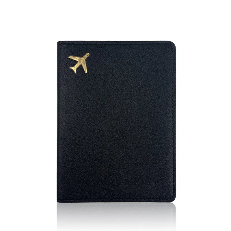 Pu Leather Passport Holder Stamping Simple Plane Women Men Travel Wedding Passport Cover Holder Fashion Wedding Gift