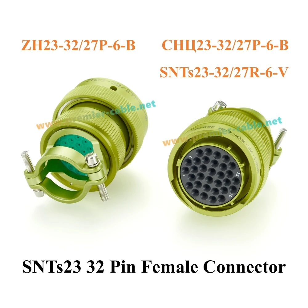 SNTs23 Series 32 Pin Female Bayonet Electrical Connector, Shell Size 27, ZH23-32/27P-6-B, СНЦ23-32/27P-6-B, SNTs23-32/27R-6-V