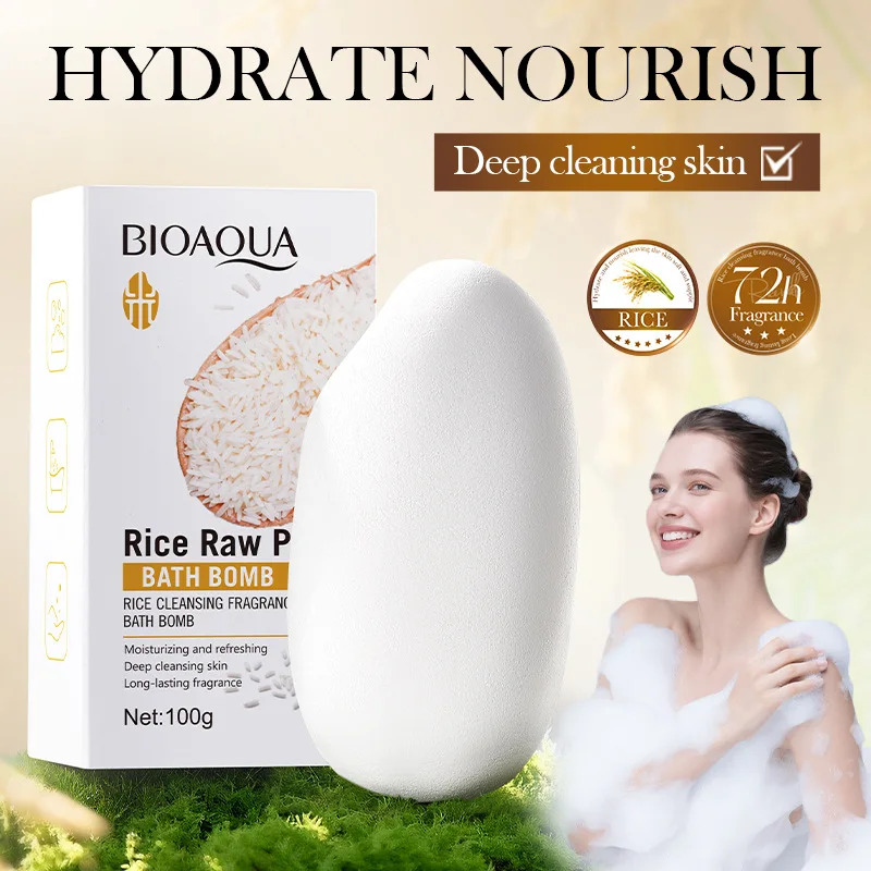 Rice Soap Cleansing Fragrance Bath Salt Balls Remove Odors Cleans Oils Exfoliates Deep Care Handmade Soap
