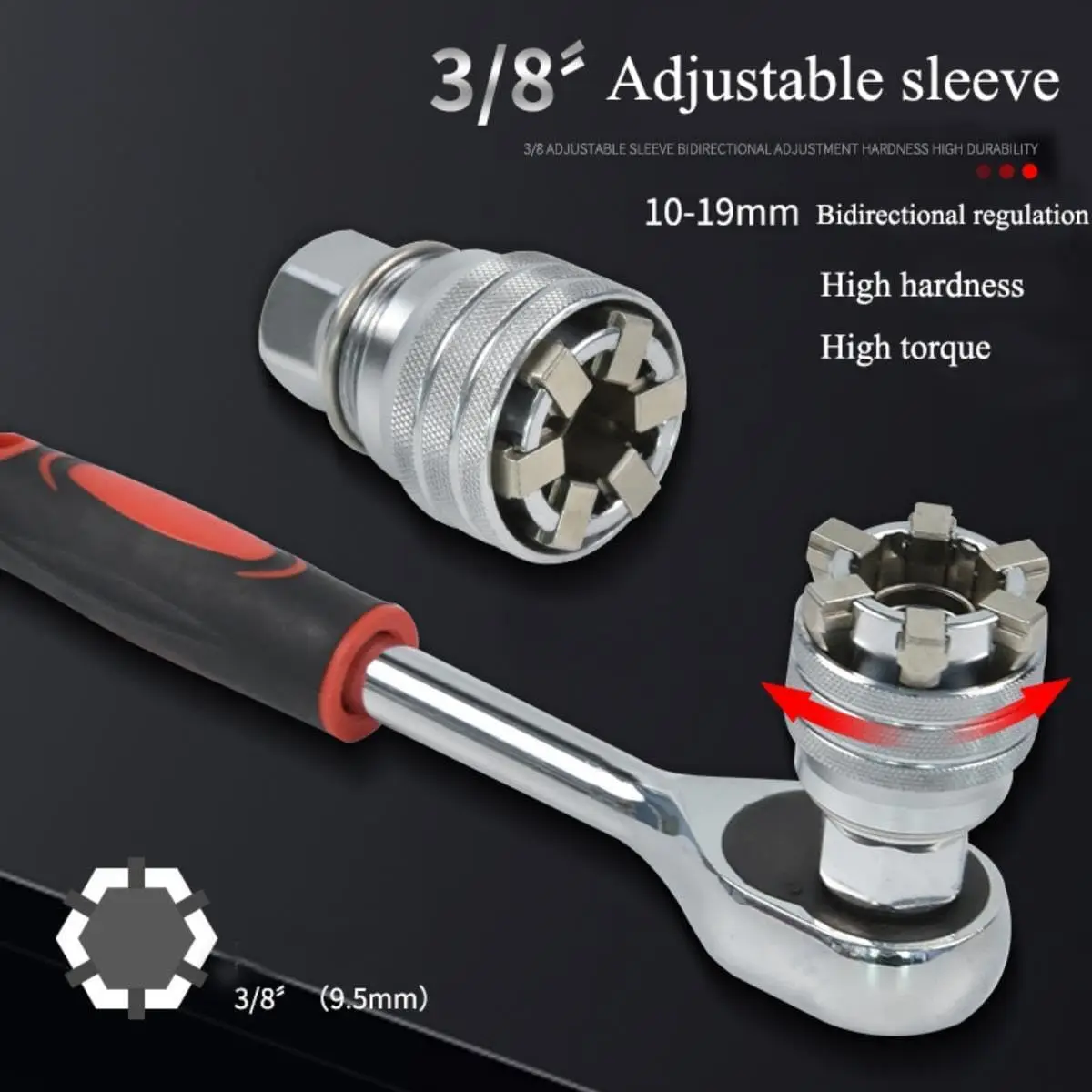 Universal Electric Wrench Sleeve Converter Fits for Standard 3/8-3/4'' 10 to 19mm Super Socket Multifunctional Drive Wrench Tool