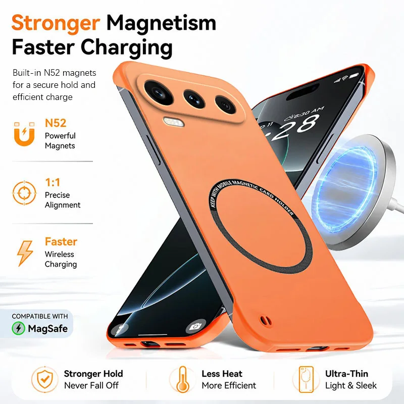 Magnetische Slim-Hülle für Honor 600 Pro Honor600 600Pro China Rahmenlose Handyhülle Matte Kratzfeste Harte PC-Abdeckung Stoßfeste Panzerung