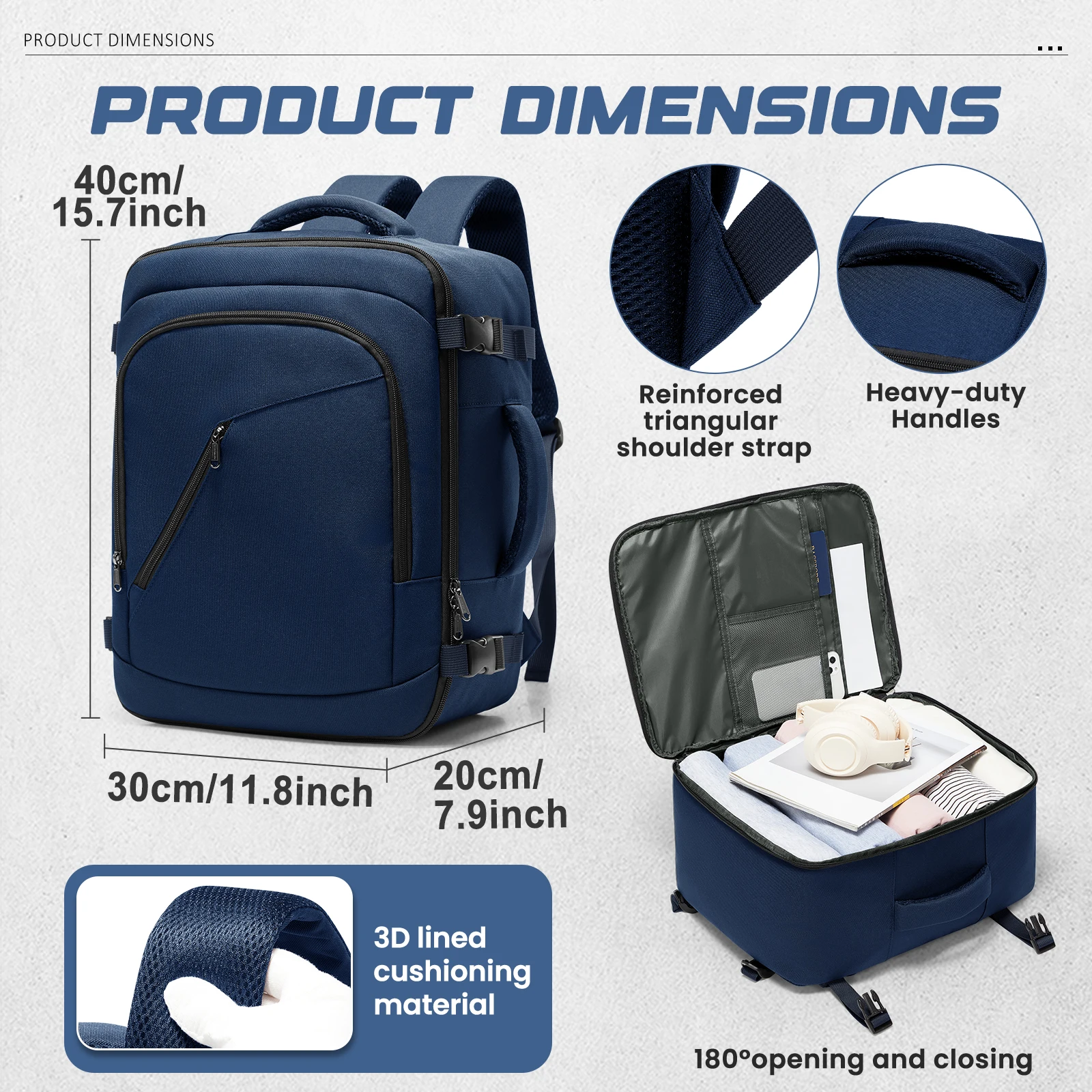 EasyJet Wizzair Ryanair 40x30x20 Travel Backpack Hand Luggage Cabin Bag Short Distance 15.6''Laptop Bag，Men Business Backpack