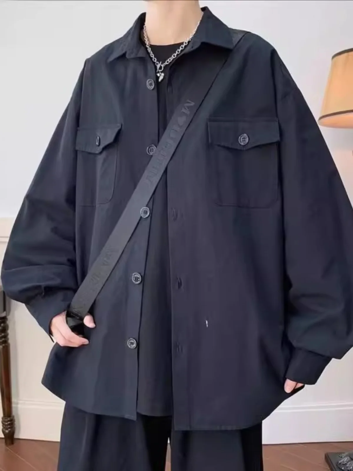 

Мужская удлиненная куртка в американском ретро-стиле, весна-осень, свободный крой, для молодежи, размер 300 (плюс)