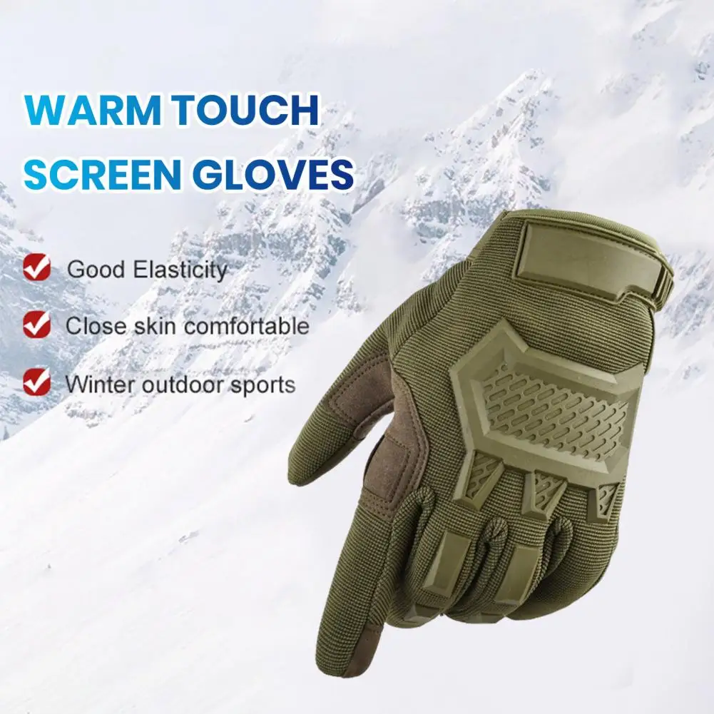 1 Pair Touch Scree Work Gloves Wear Resistant Windproof Hunting Mittens Winter Warm Outdoor Sports Full Finger Gloves