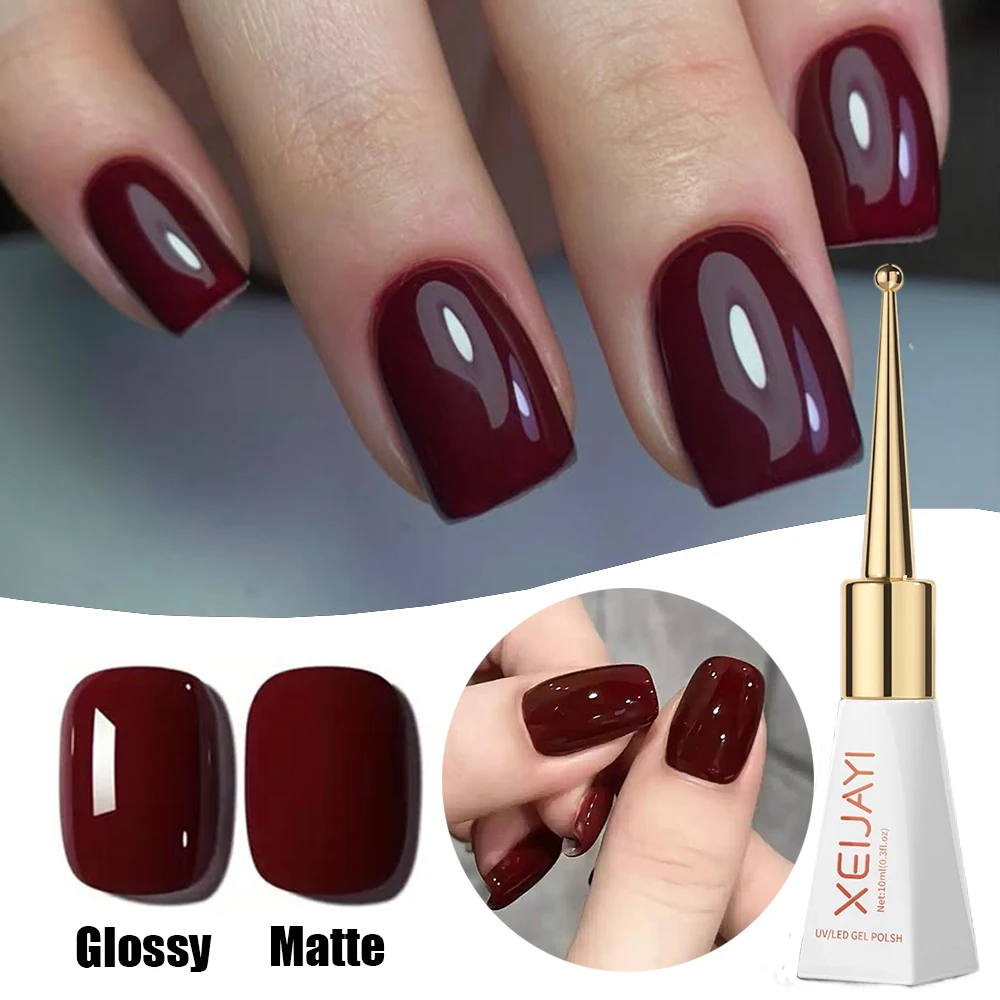 

XEIJAYI 10ml Dark Red Gel Nail Polish Angola Red Semi-permanent Varnish Nail Supply Winter Glitter Nail Gel Soak Off Nail Polish