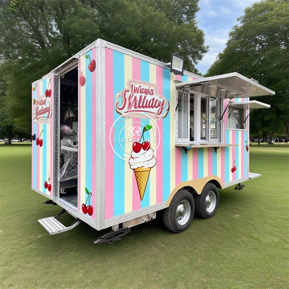 

Outdoor Coffee Bar Food Truck Mobile Custom Concession Mobile Ice Cream Cart Fast Food Truck Trailer With Full Kitchen