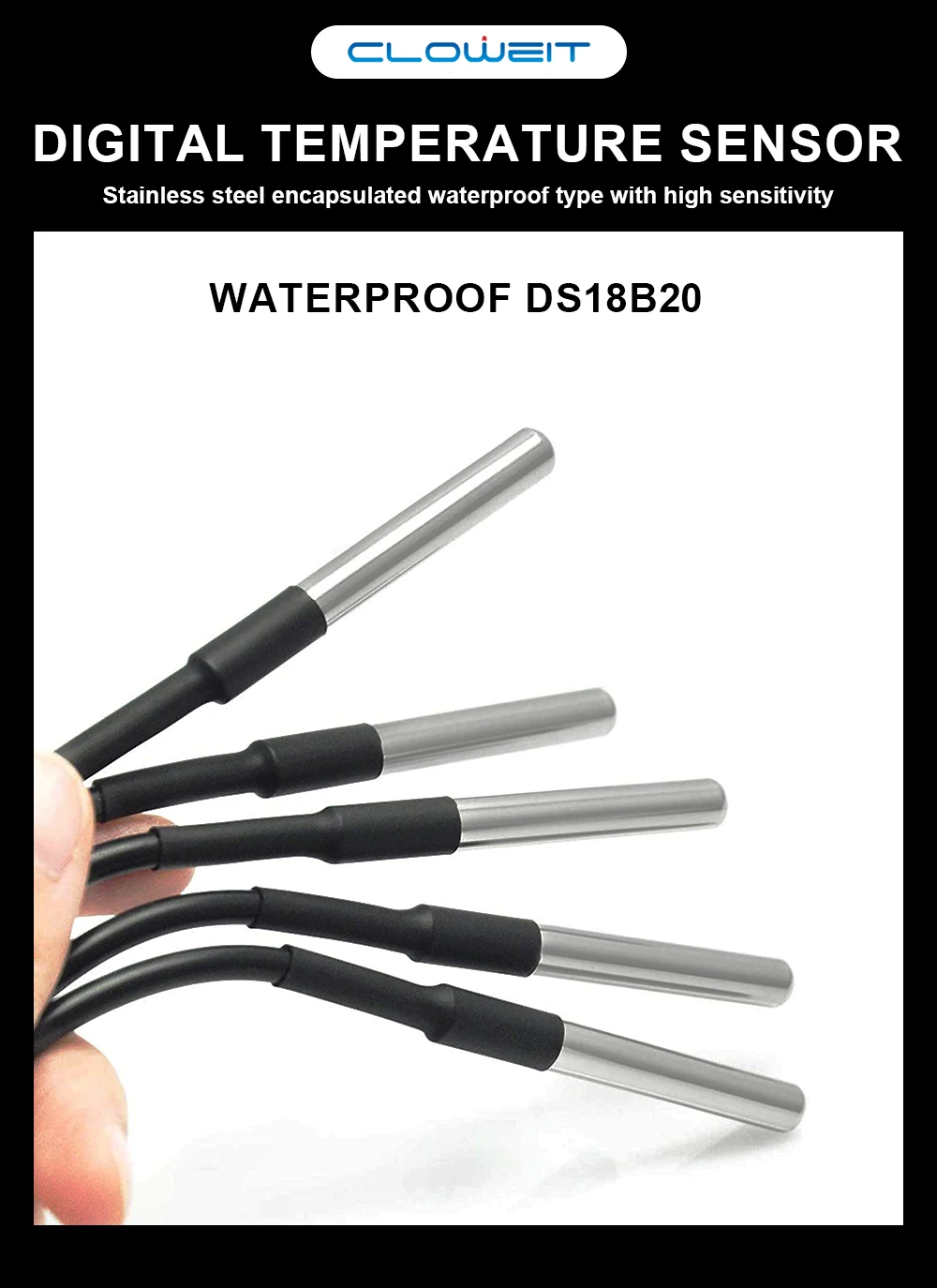 DS18b20 Edelstahl Wasserdicht 1/2/3 m Gewinde Temperatur Sonde Temperatur Sensor 18B20 Kabel Für Arduino – Detail 1